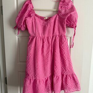 Entro Pink Dress, Puff Sleeve, Size Medium